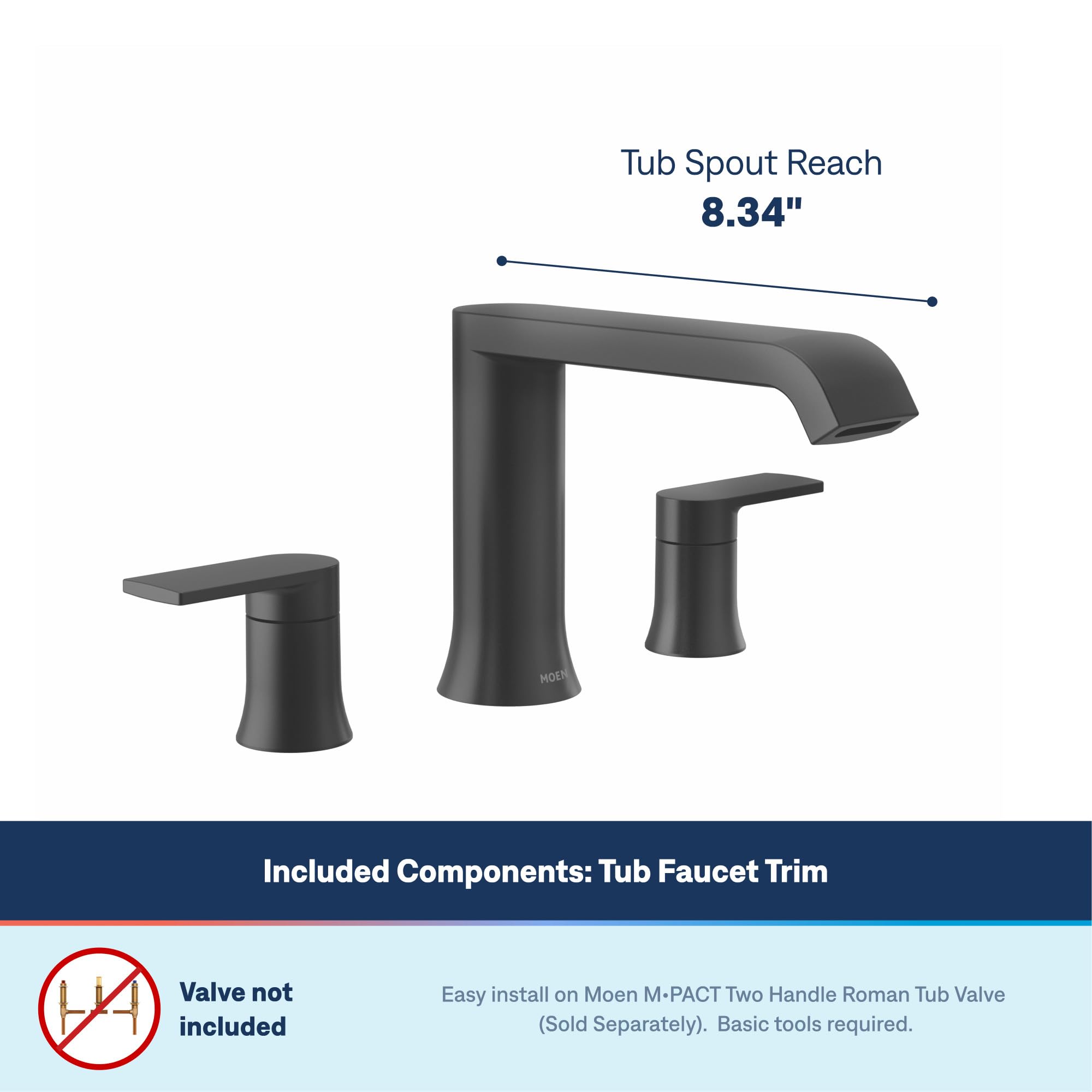 Moen Genta LX Two-Handle Deck Mounted Roman Tub Faucet, Widespread