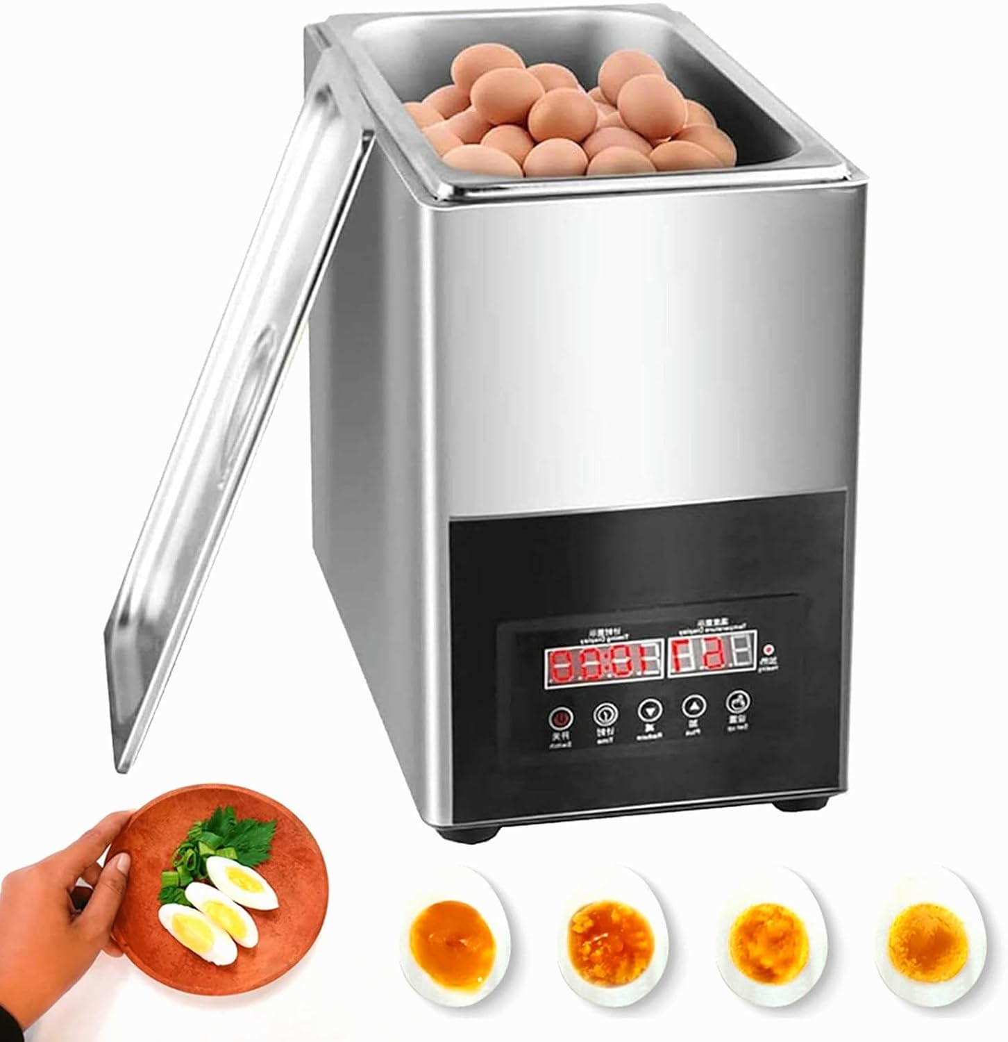 Commercial Fully Automatic Egg Cooker with Timer, Hot Spring Egg Cooker- Capacity 50 Eggs, Constant Temperature Egg Cooker for Boiling Soft, Medium, Hard Eggs