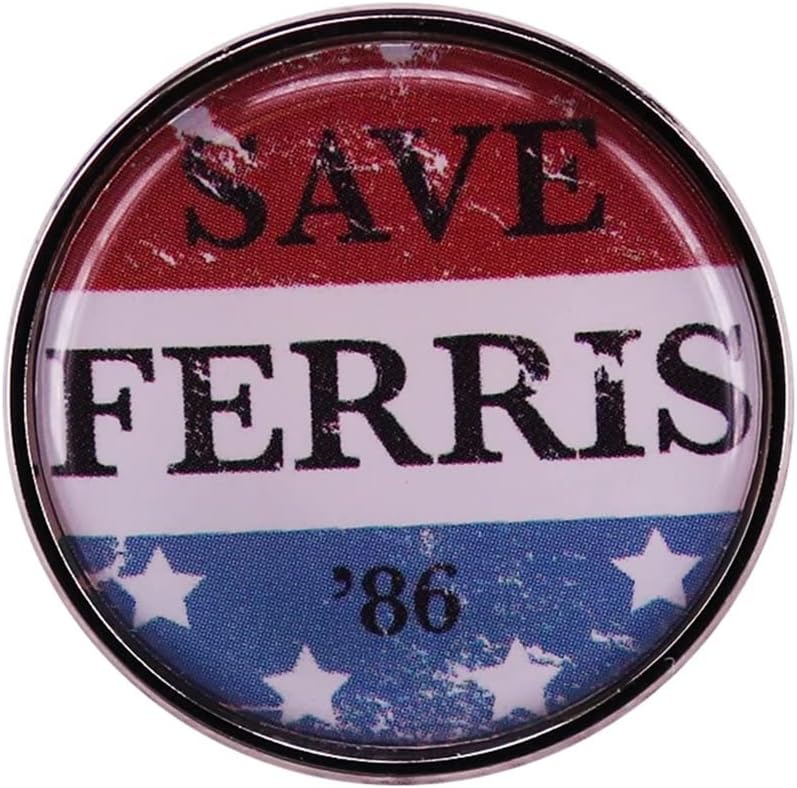 – HUAQIGUO 1986 Film Ferris Bueller's Day Off Brooch Save Ferris 86 Enamel Pin Retro Poster Art Button Badge For Men Women Creative Gift, Alloy Steel, No Gemstone