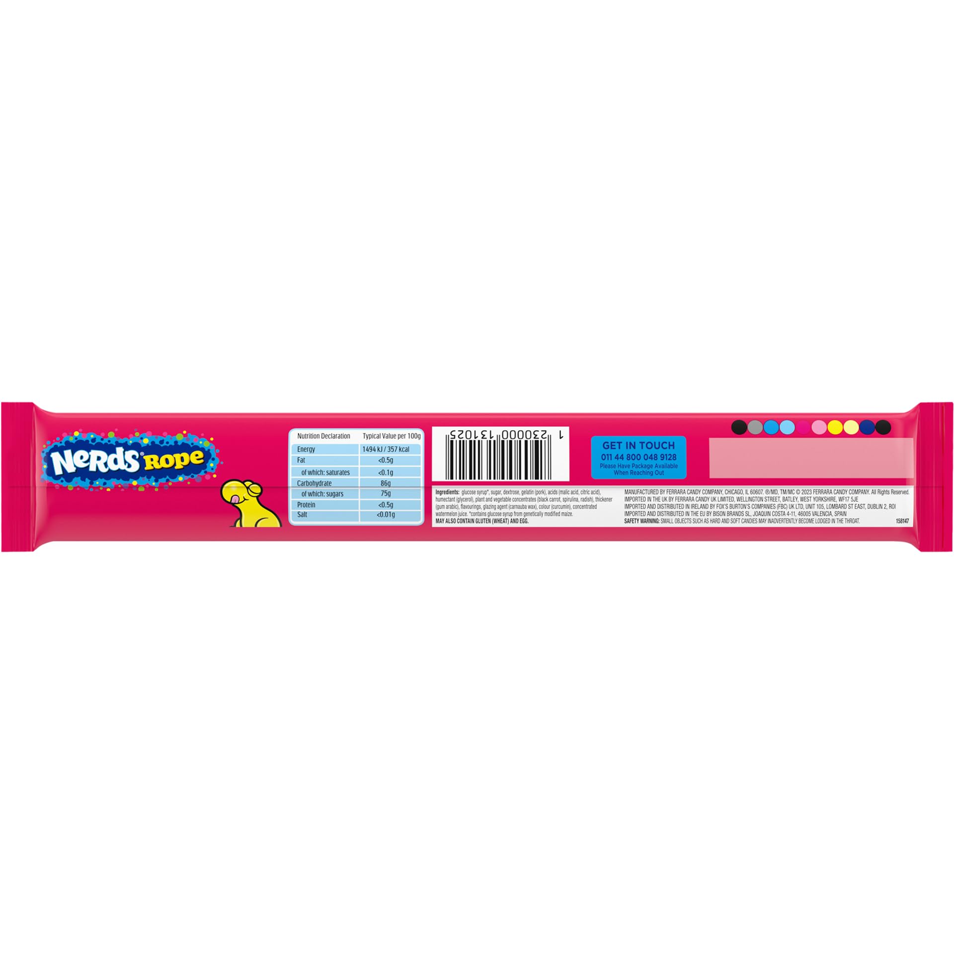 Nerds Rope Count Good - Caramelle Lunghe con Textura Gommosa e Croccante - Sapori Dolci e Aspri - Ricoperte di Nerds Candy Multicolore - Perfette da Condividere - Confezione da 24 Barrette x 26 g