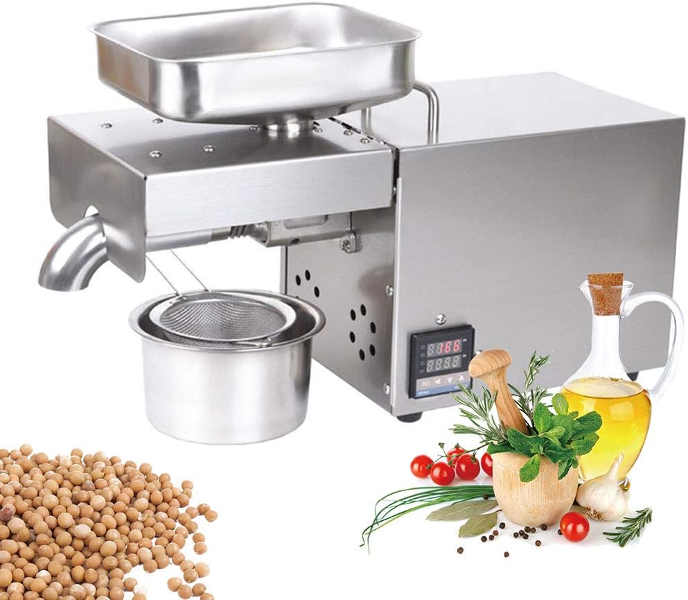 BMGIANT 600W Press Oil Machine Adjustable Hot Cold Oil Extractor Digital Display Automatic Oil Press Machine with Temperature Control for Home Commercial Peanut Walnut Sesame Sunflower Soybean Press