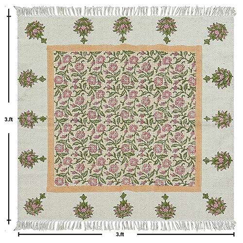 Tapis de chevet et table à manger floral en coton lavable - 4