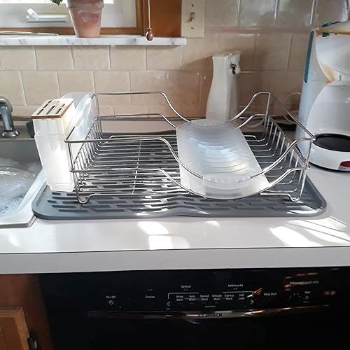 Miniatura 2 de Tapete de secado de platos para encimera de cocina, 23 x 18 pulgadas, XXL, tapete de secado de silicona para encimera, salvamanteles resistentes al