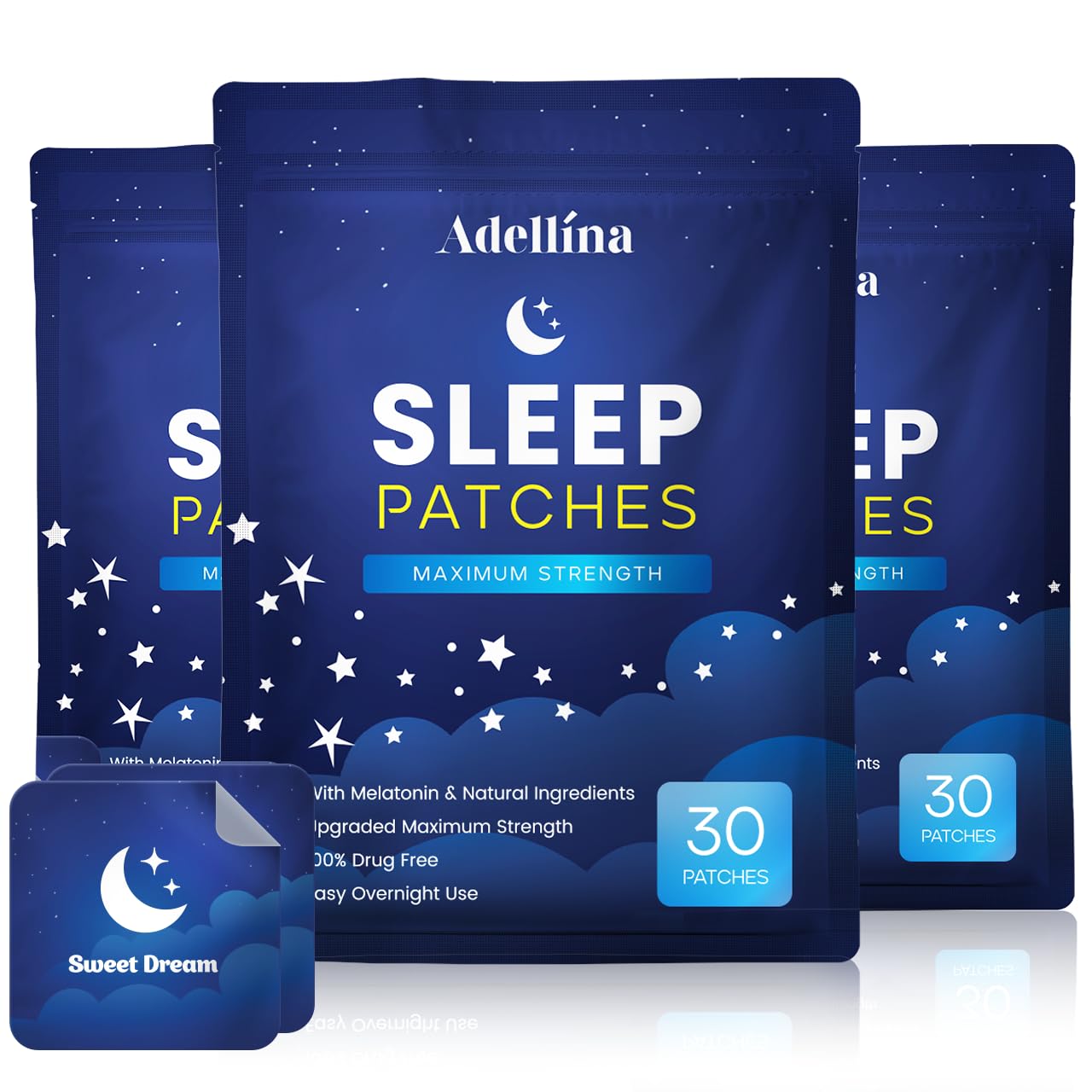 Sleep Patches for Adults Extra Strength: Sleep Support for Men and Women - Better All Natural Cruelty Free Sleep Aid Alternative 30 Patches (90 Count)