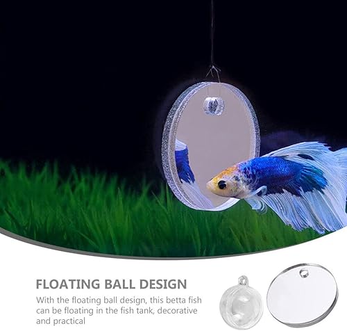 Miniatura 9 de Betta Mirror 1 Unidades Betta Espejo de Entrenamiento de Peces Juguetes Espejo Decoración Pecera Flotante Espejo de Pescado Espejo de Pescado Betta