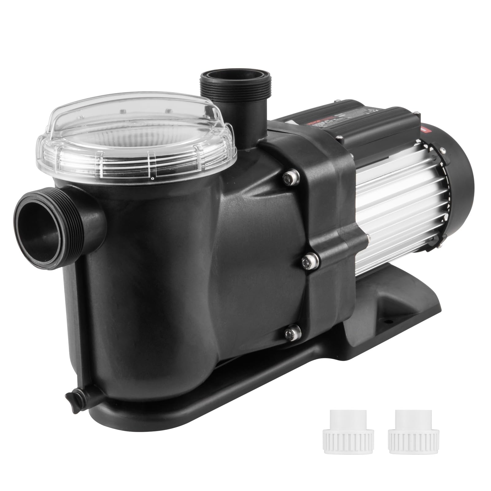 VEVOR Pompa basenowa 1,5 KM, maks. przepływ, 100 GPM, pojedyncza pompa basenowa, 220 V, 2850 obr./min, maks. wysokość tłoczenia 15 m, pompa filtrująca z koszem filtrującym, do basenów rozkładanych,
