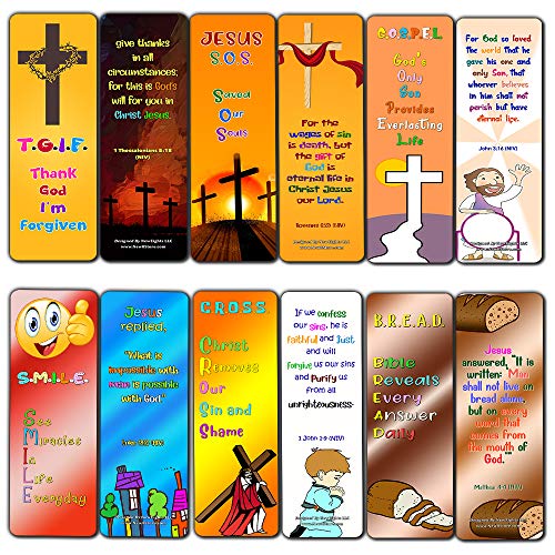 Christian Gospel Bookmarks for Kids (30 Pack) - Well Designed for Kids with Easy to Memorize Bible Verses - Church Ministry Supplies Classroom Teacher Incentive Gifts Giveaways