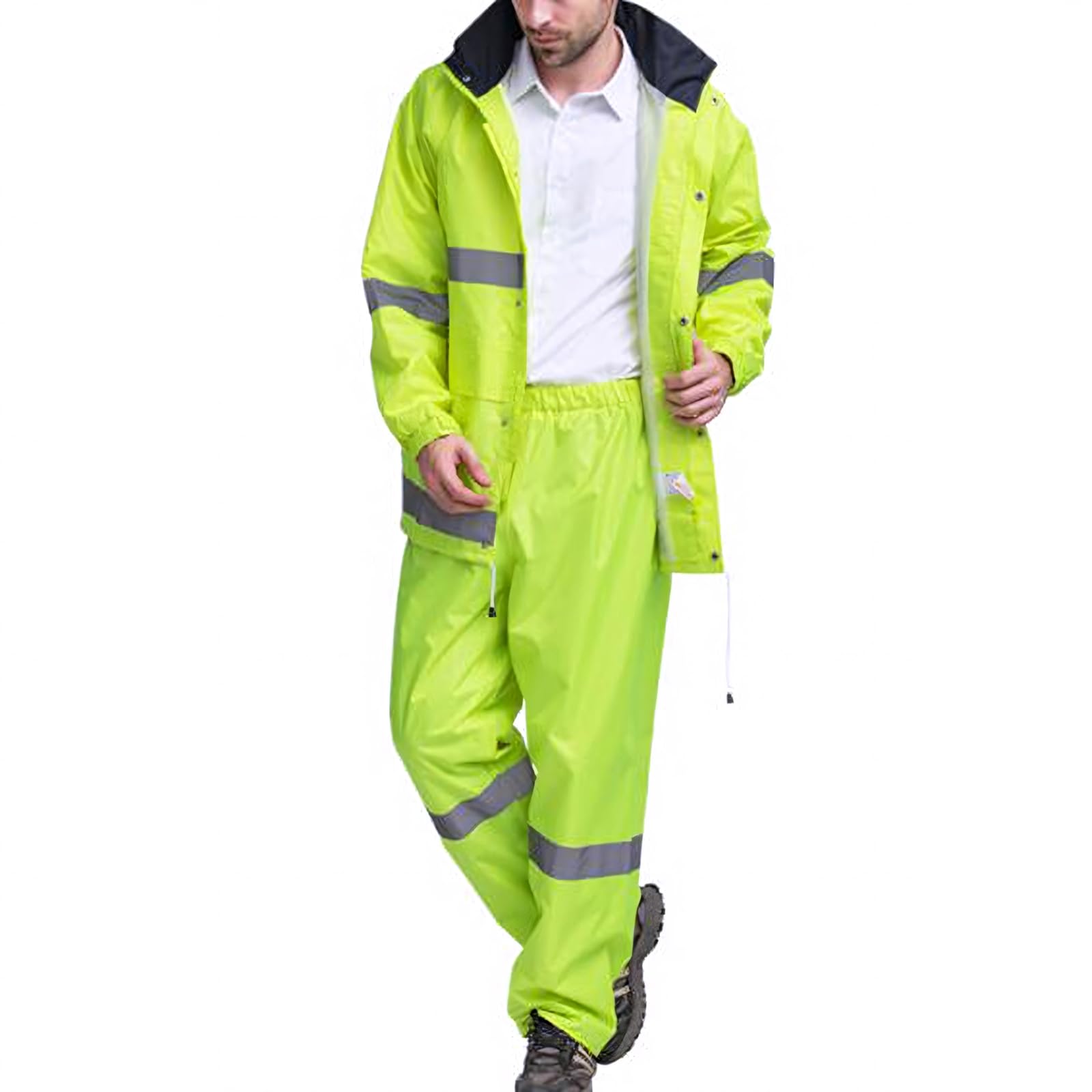 TopTie Combinaison de sécurité réfléchissante haute visibilité imperméable ANSI avec pantalon, Orange, M