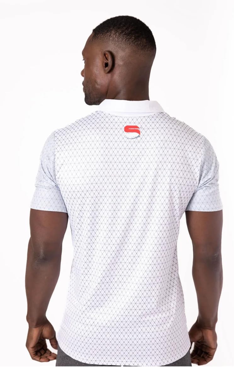 Men’s Patterned Golf Polo Shirt - Moisture-Wicking Fabric, Short Sleeve Performance Athletic Top, Comfortable Fit