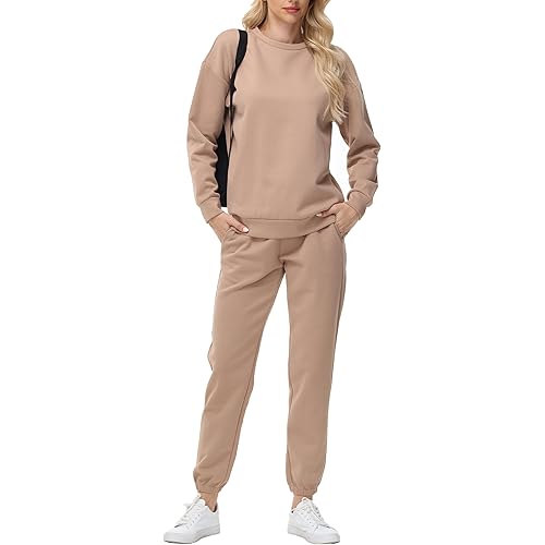 ZTN Women's 2 Piece Lounge Set Travel Airport Outfits Comfy Sweatsuit Set Baggy Sweatpants Fall Fashion with Pockets