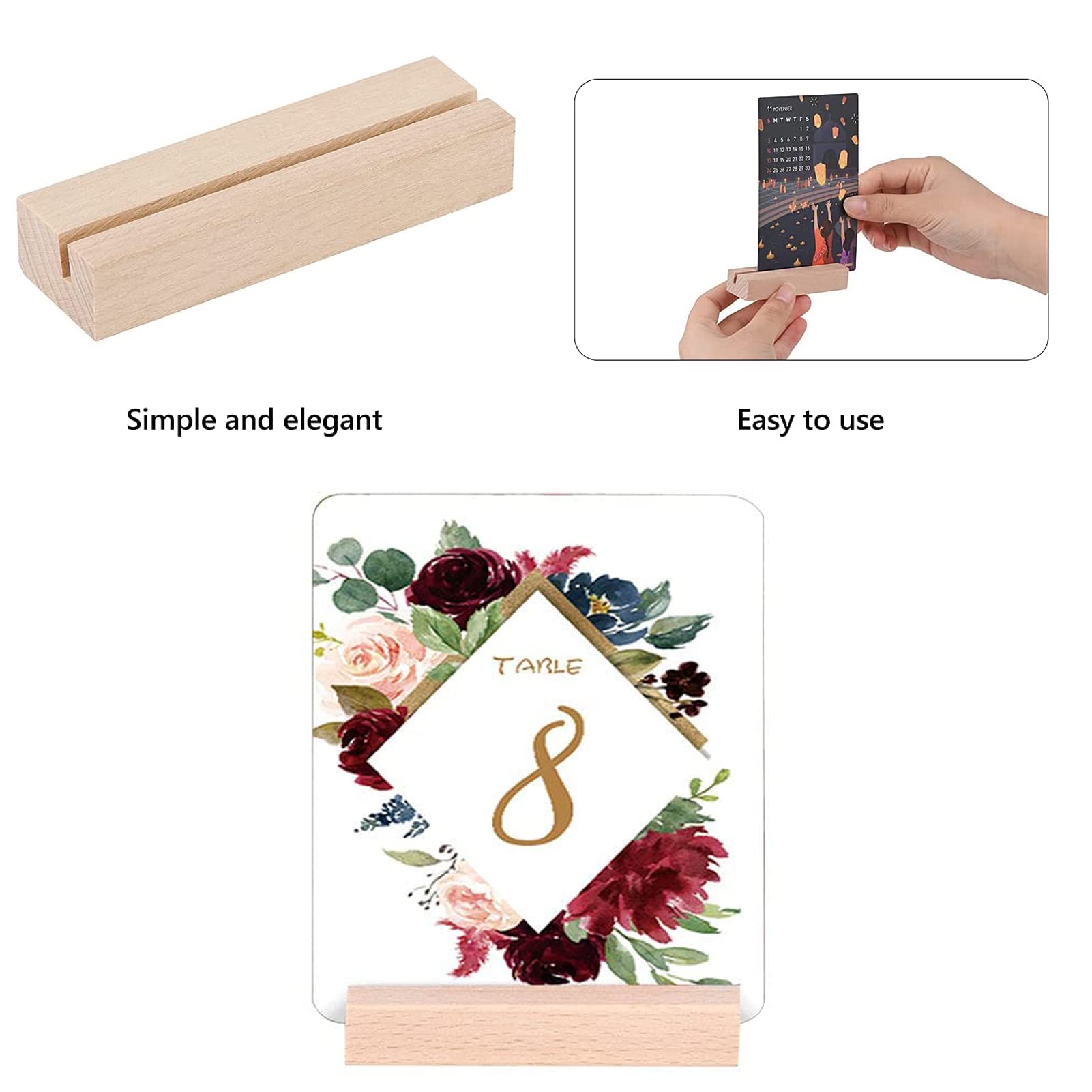 8 Stück Tischnummernhalter aus Holz für Hochzeit, Party, Tischdekoration, Acrylschilder, Halter für Abendessen, Zuhause