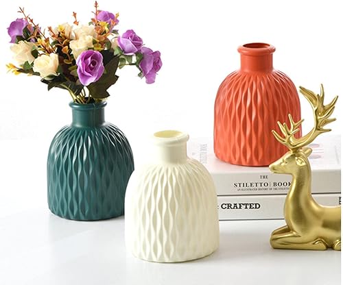 Jarrones de estilo, jarrón geométrico, florero moderno de flores, decoración de jarrón artificial, jarrón a rayas para bodas, oficinas, mesa,