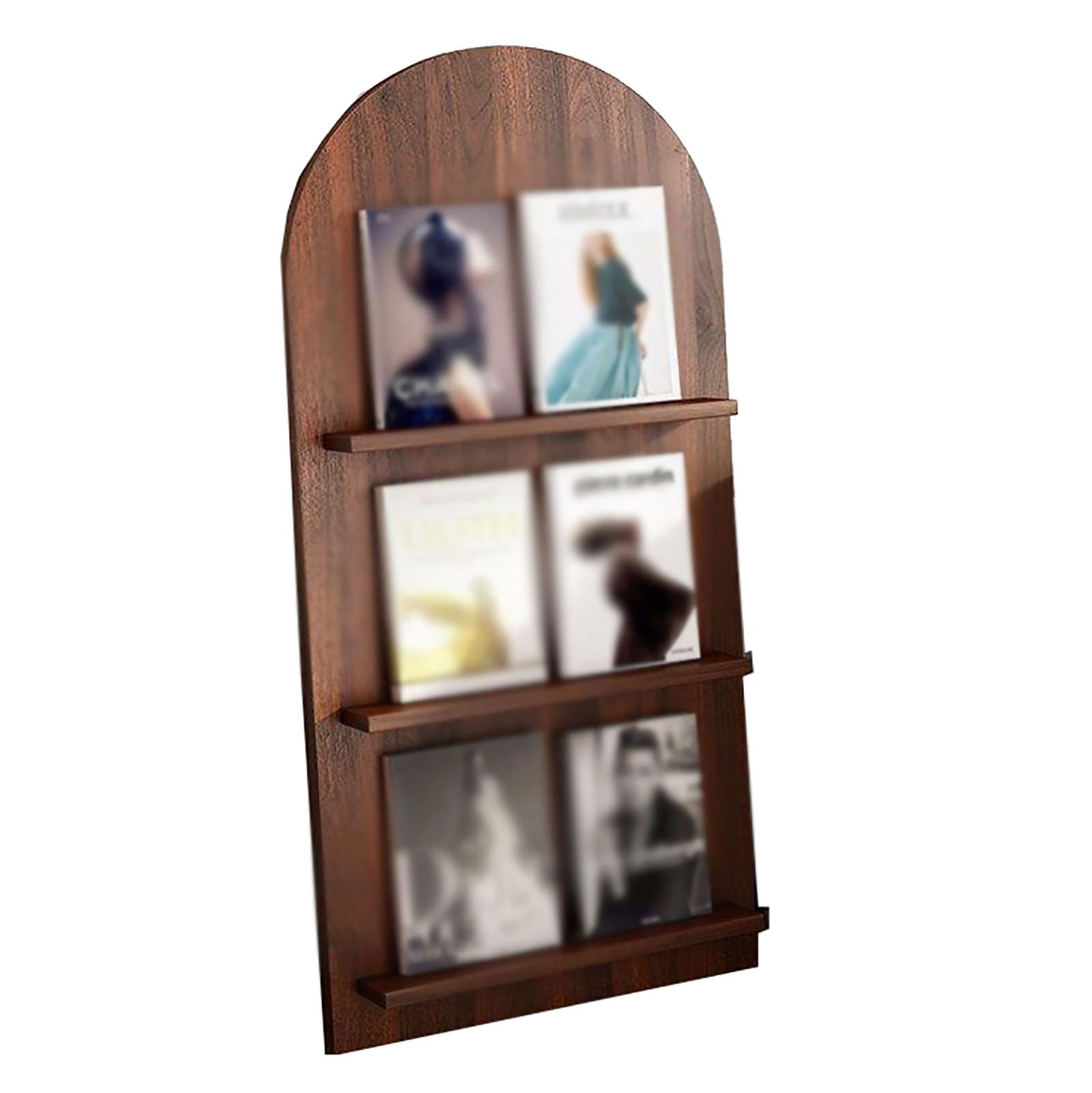 qudkdhs 4-Tier Floor Standing Brochure Display Stand,Wooden Magazine Rack Bookshelf (Walnut,120x60cm)