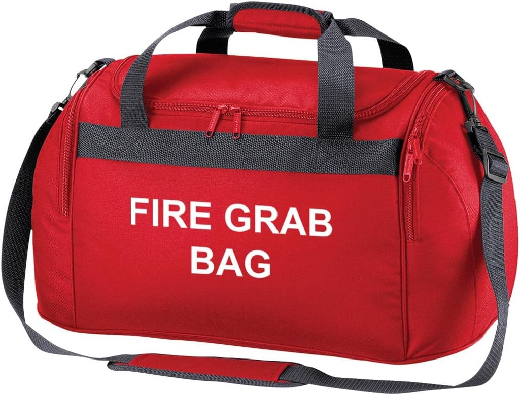 School Evacuation Fire Grab Bag - Printed Red Emergency Kit & Documents 26 Litre Compact Holdall Bag