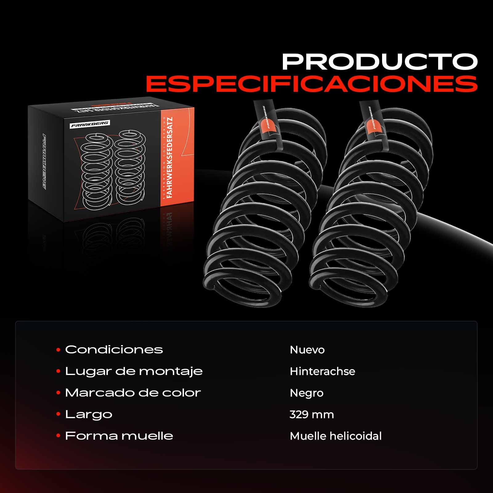Frankberg 2x Muelles de chasis Muelles de suspensión Compatible con Serie 3 Touring E91 Serie 3 E90 Serie 3 Coupé E92 Replace# RH6753