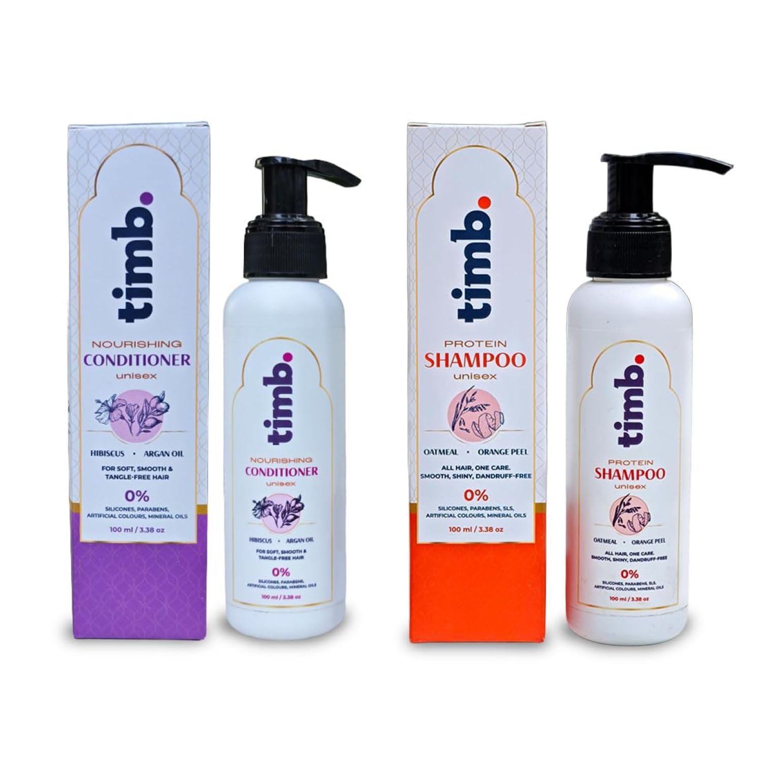 Timb, Protein Shampoo & Nourishing Conditioner Combo for Healthy, Smooth Hair | Strengthens, Hydrates & Detangles | Enriched with Oats, Hibiscus, Argan Oil & Amla | 100% Pure & Natural | 100ml Each-image-9