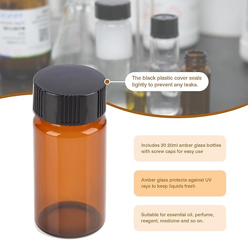 Vista 27 de ALWSCI Vial de muestra, frasco de vidrio transparente de 24-400 hilos, capacidad de 0.7 fl oz, diámetro interior de 1.083 in x 2.244 in con tapa