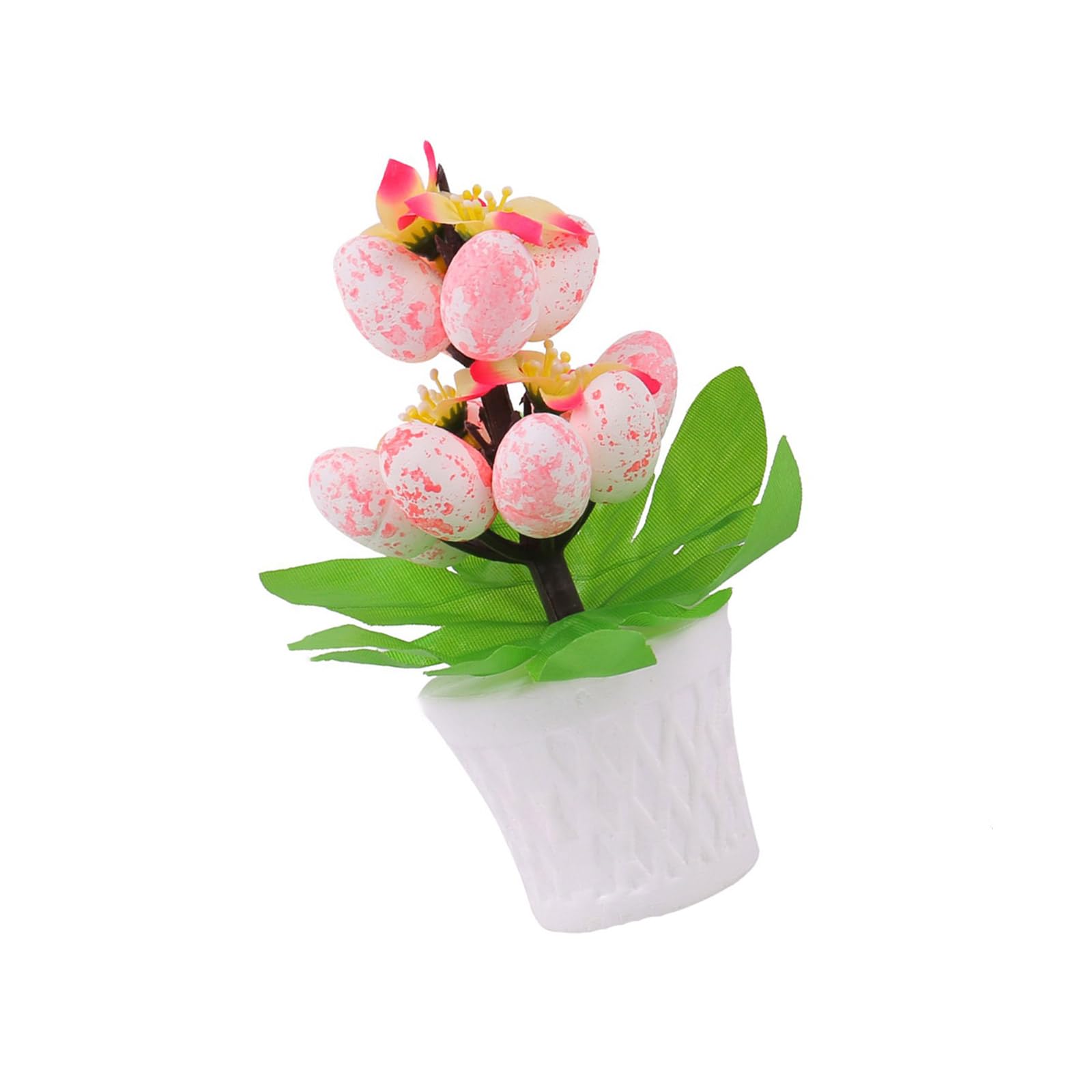 Tsophreniq Cartoon Printed Eggs Potted Plant Easters Tree Branch Bonsais Desktop Decoration Decorative Tabletop Ornament Easters Table Centerpieces