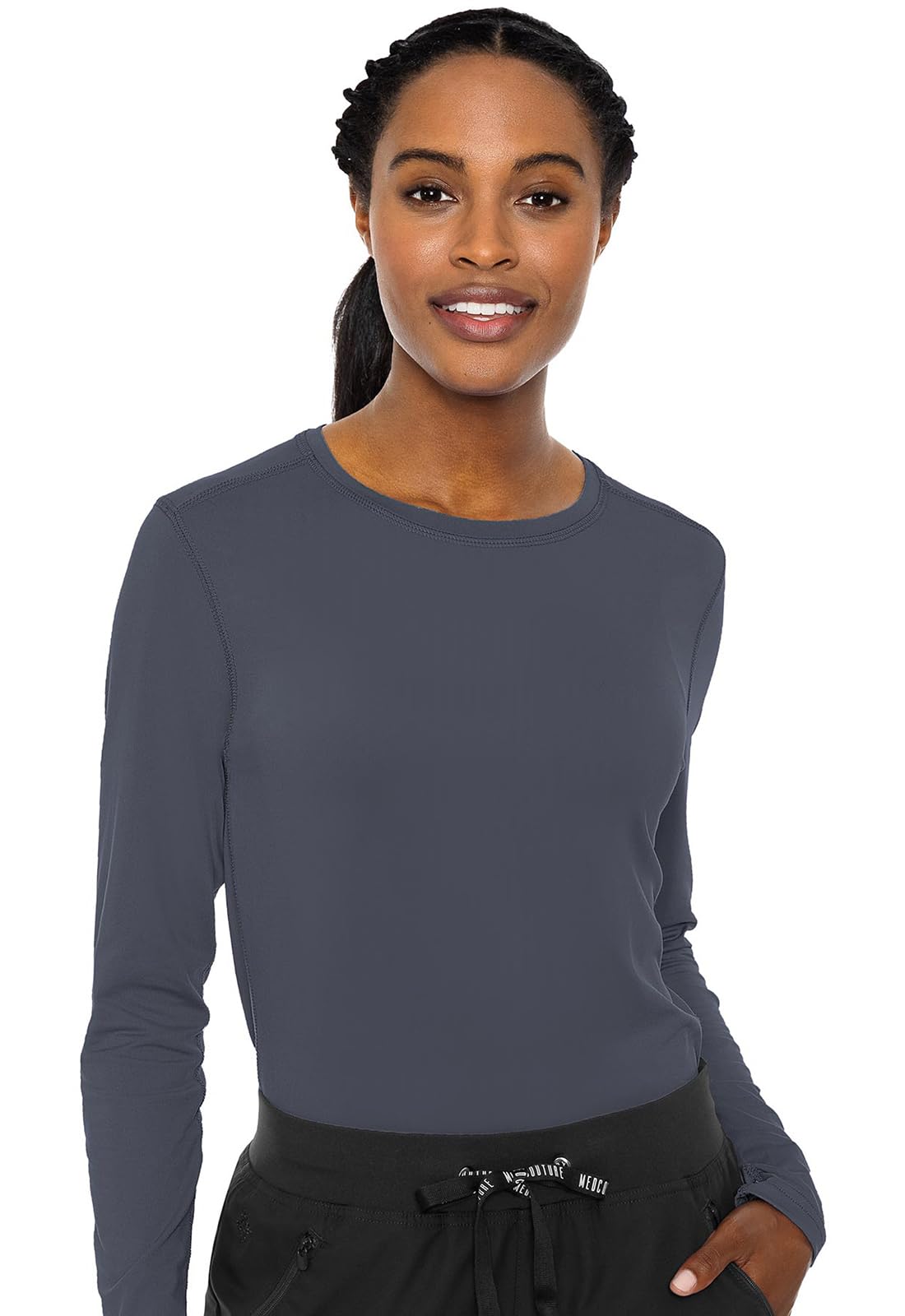 Med Couture Women's Underscrub Top Long Sleeve Performance Knit Tee, 360° Stretch, Lightweight & Ultra Soft Fabric - MC8499