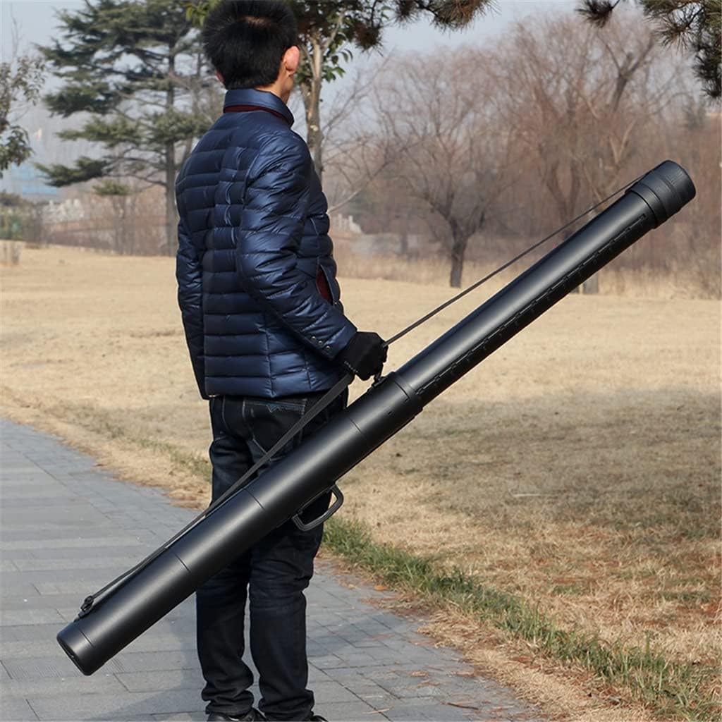 Adjustable Max 1.1-1.8 Meter ABS Hard Fishing Rod Tube Fishing Rod Case Rod Bag Outdoor Tackle Bag Lure Rod Box (Color : Black, Size : 1.1-1.8 Meter)