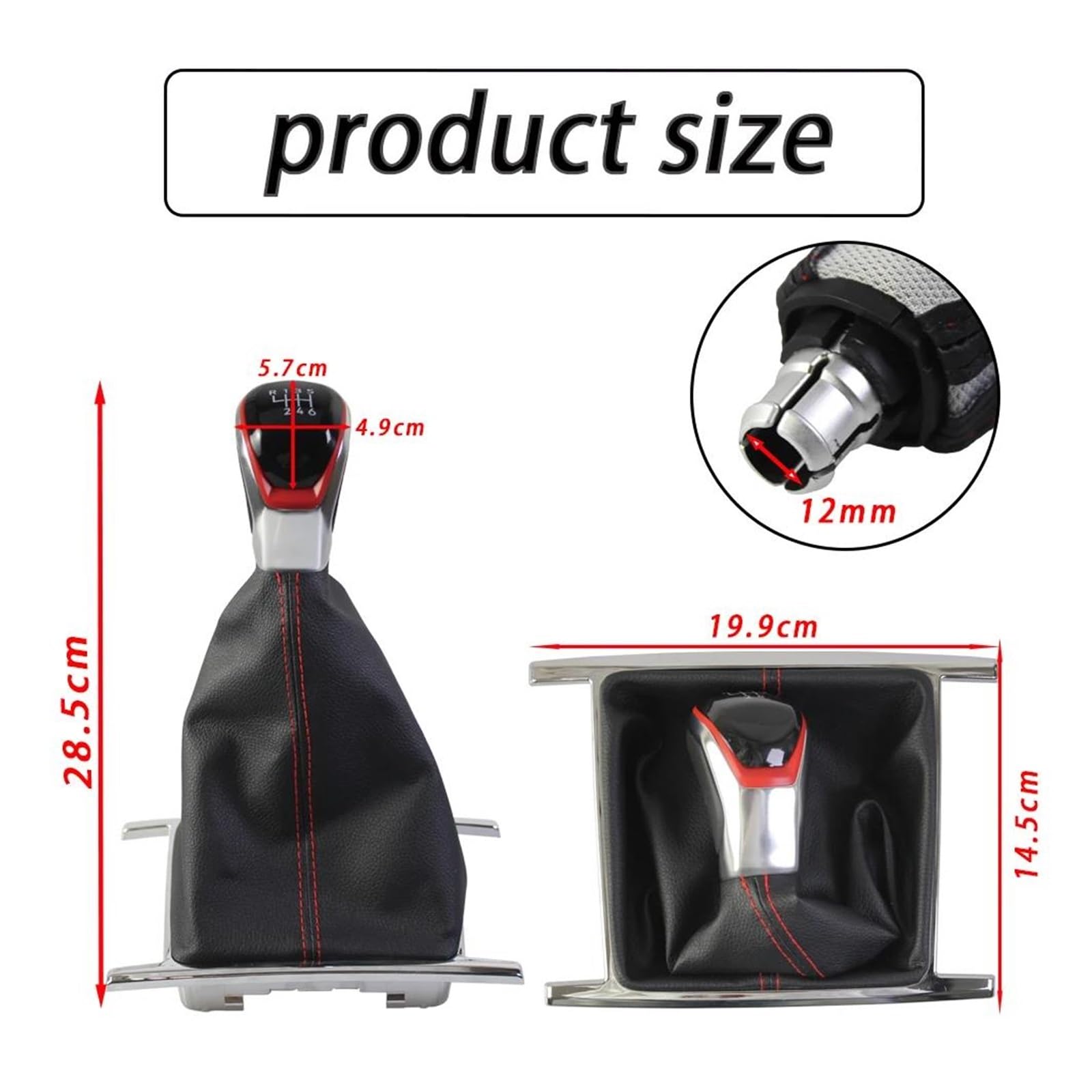 Manopola Cambio Auto Per VW Per Amarok 2010-2022 Pomello Del Cambio A 5/6 Marce Pomello Leva Tuning Accessori(rosso,For 5 Speed)