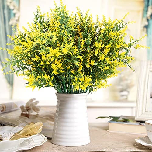 Artificial Flowers 10 Packs Outdoor Fake Flowers Faux Uv Resistant Lavender Plastic Plants Garden Porch Window Box Indoor Outside Hanging Decorations(4 Yellow, 3 Purple, 3 Red) #TOP7