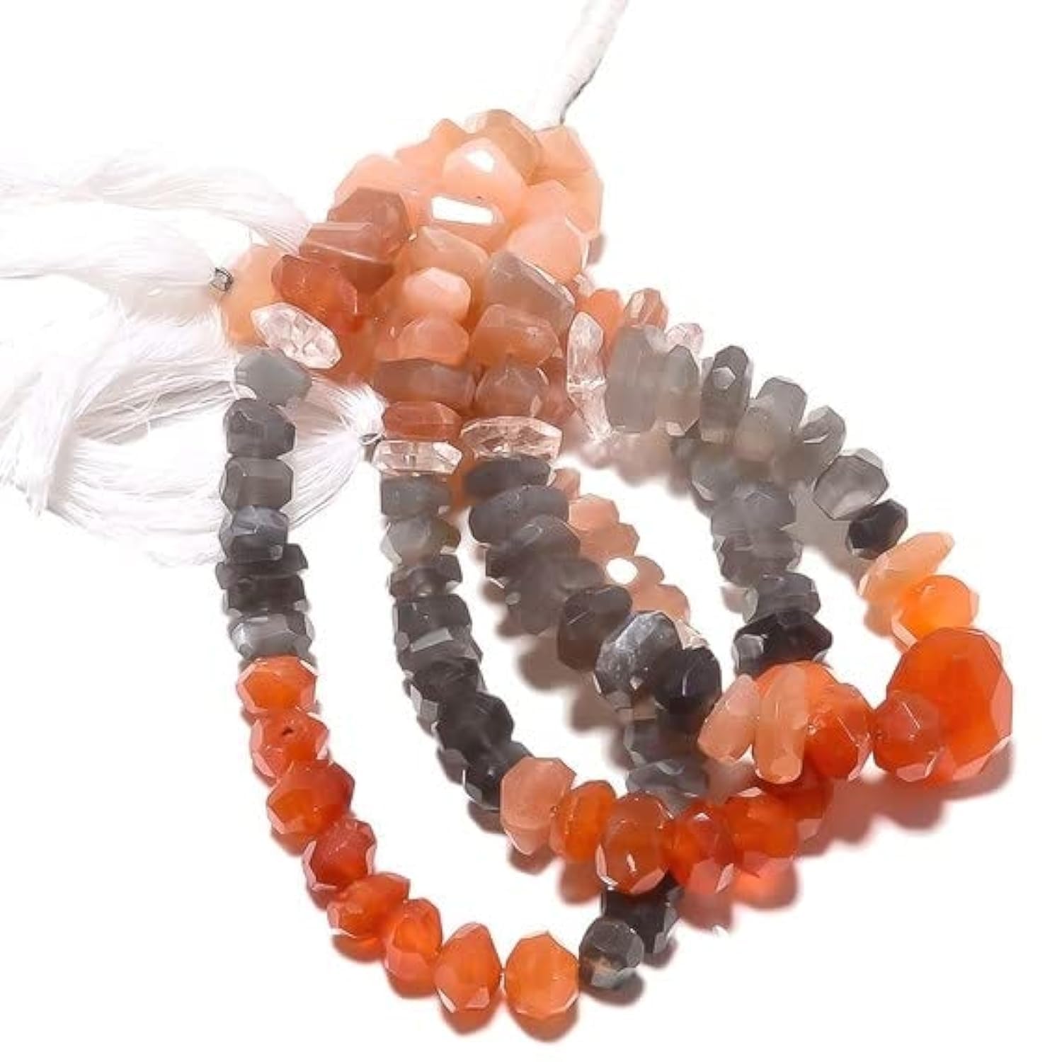 Pierre de lune orange facettée haut de gamme pour création de bijoux délicats