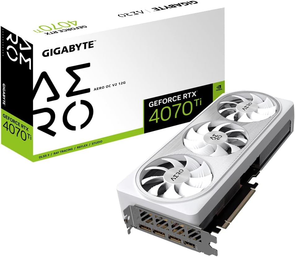 GIGABYTE GeForce RTX 4070 Ti AERO OC 12GB Scheda grafica - 12GB DDRX6 21Gbps 192bit, PCI-E 4.0, Core 2640Mhz, DisplayPort 1.4, HDMI 2.1a, NVIDIA DLSS 3, GV-N407TAERO OCV2-12GD