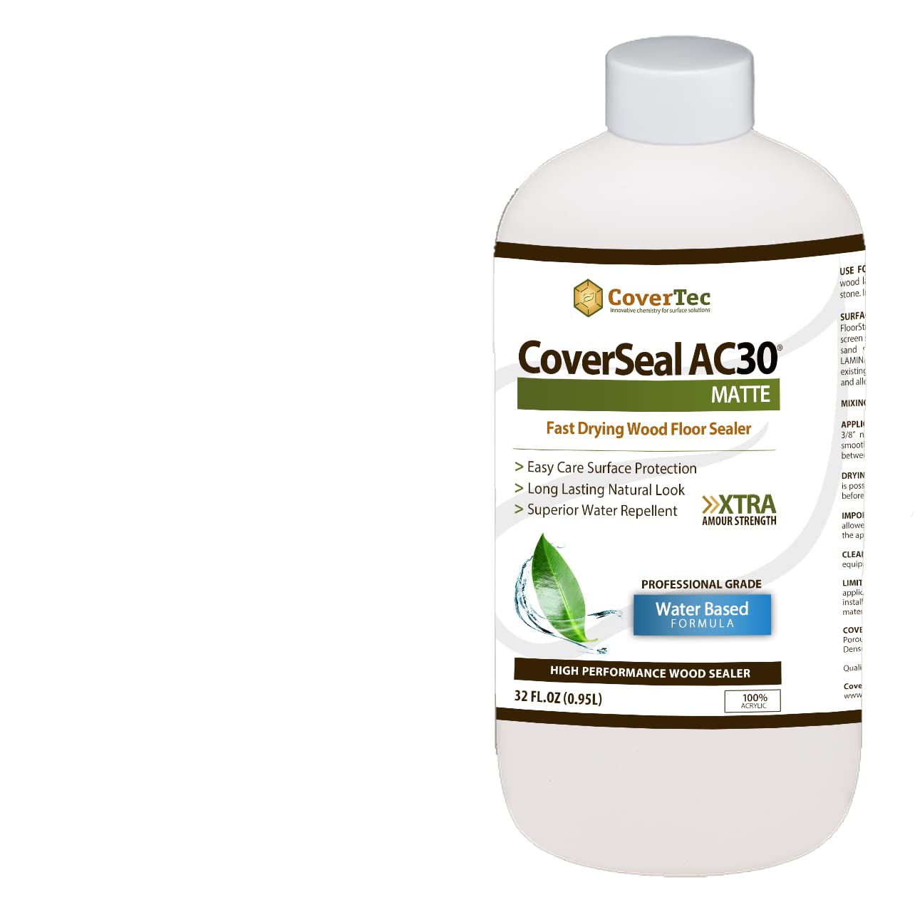 CoverSeal AC30 Matte Wood Sealer, Durable, Fast Setting, Clear Natural Look (1 Qrt - Prof Grade)