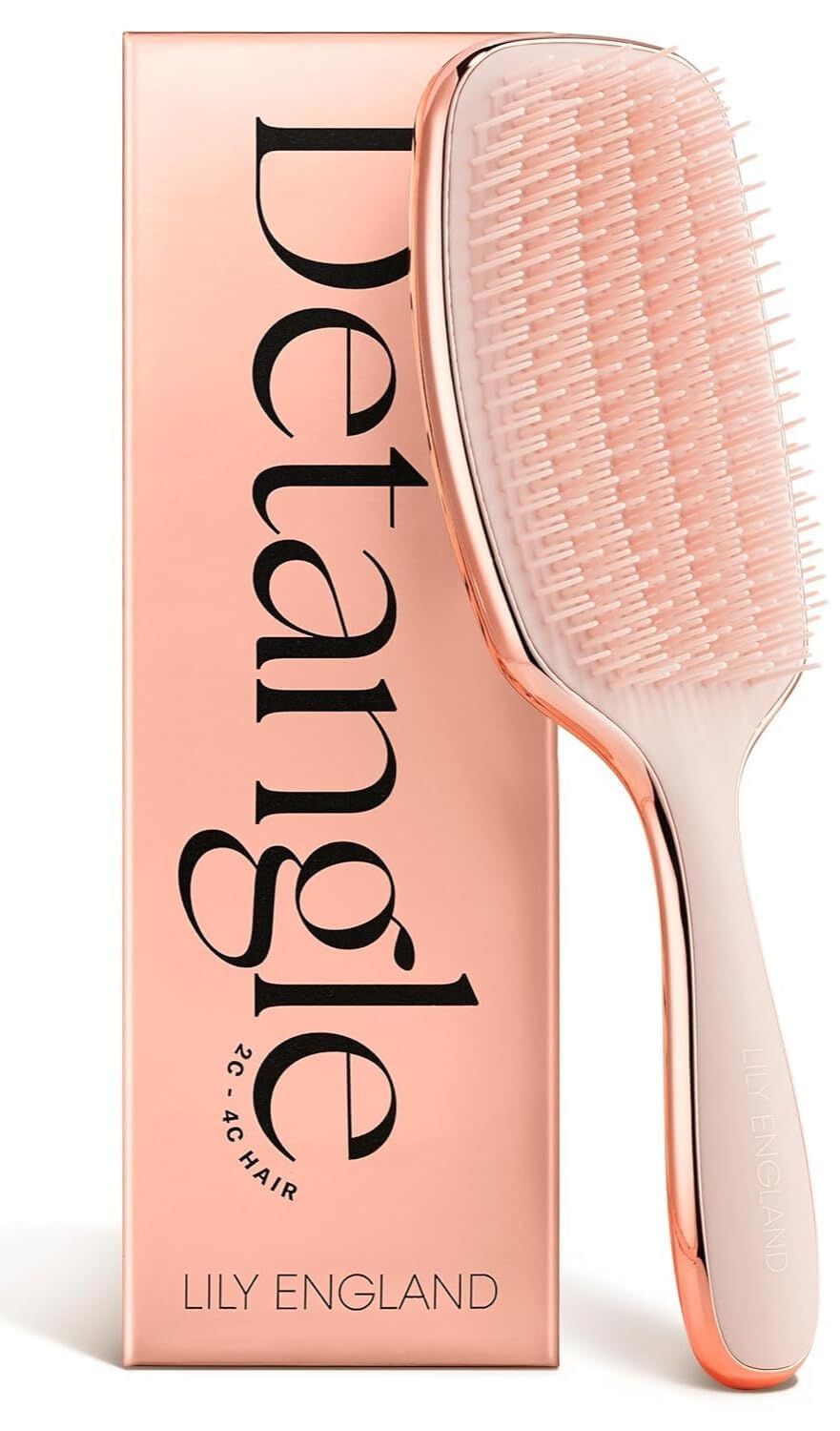 Lily England Cepillo Pelo Rizado para Desenredar y Peinar - Cepillo Pelo Antitirones para Pelo Mojado y Seco con Cerdas Flexibles - Cepillo Antirotura para Mujeres con Pelo Rizado 3c a 4c - Oro Rosa