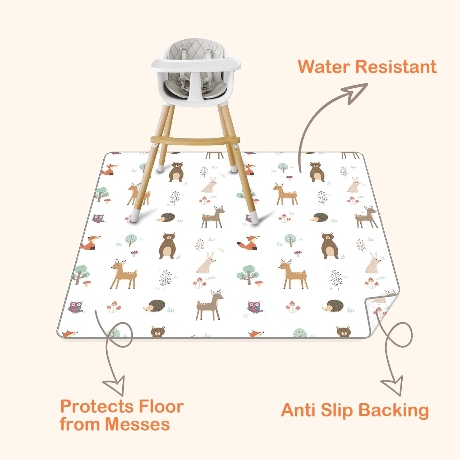 CLYMENE Splat Mat for Under High Chair | 51×51 Inch