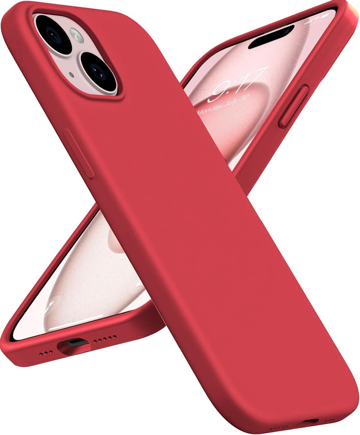 NAFS® Silicon Case Compatible iPhone 15 | Camera Protect Microfiber Lining Cover | iPhone 15 case Cover (Red)