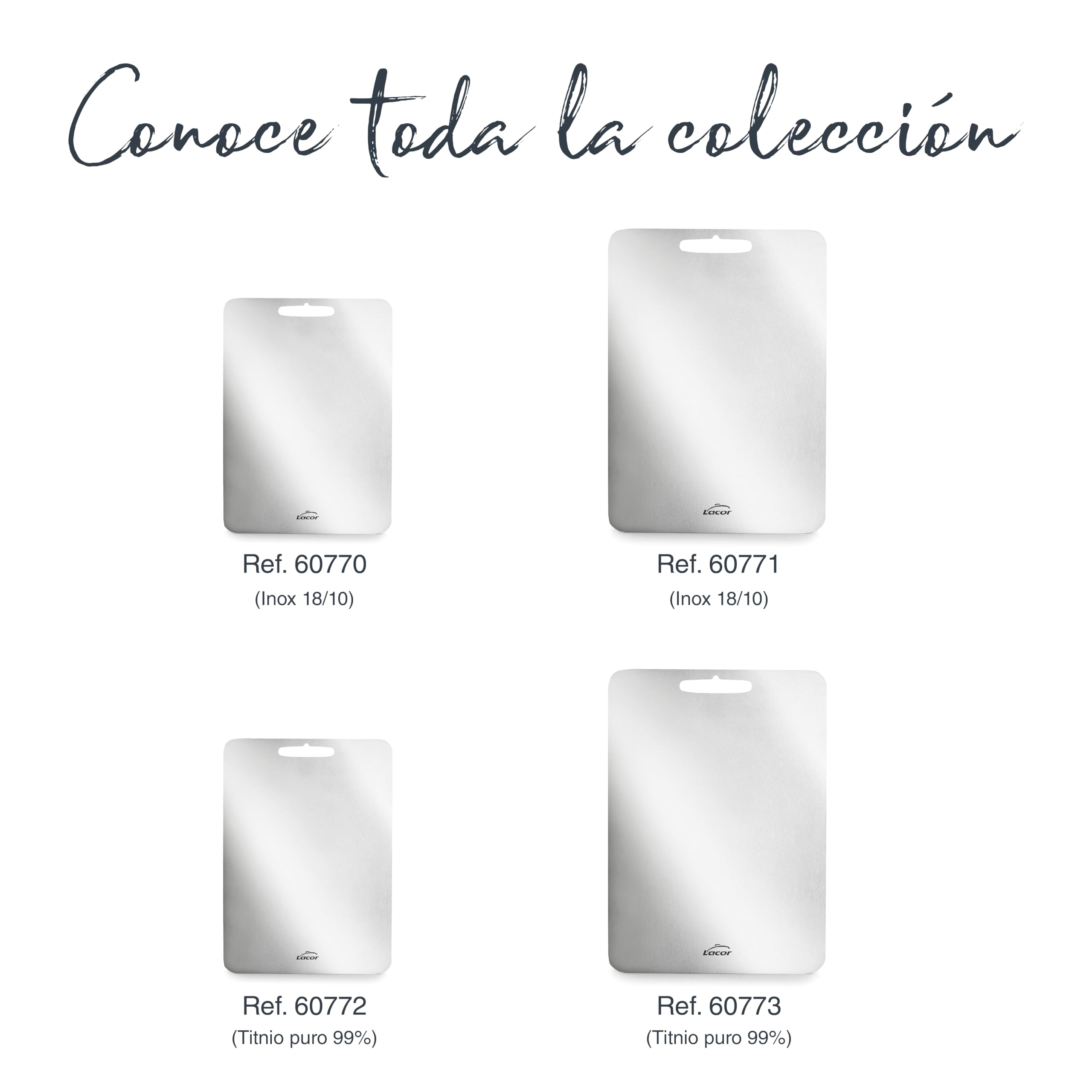 Lacor - 60773 - Tabla de Cortar Titanium, Titanio Puro 99%, 25 x 36 cm, Reversible, Higiénica, Alta Resistencia al Corte y al Calor, con Orificio para Colgar
