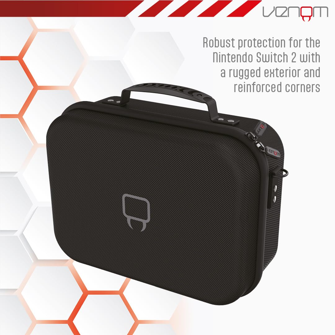 Venom Étui de transport pour Switch 2 (Nintendo Switch 2) | etui de transport switch 2, coque rigide, rangement cartes de jeu, cables, voyage, nintendo switch 2