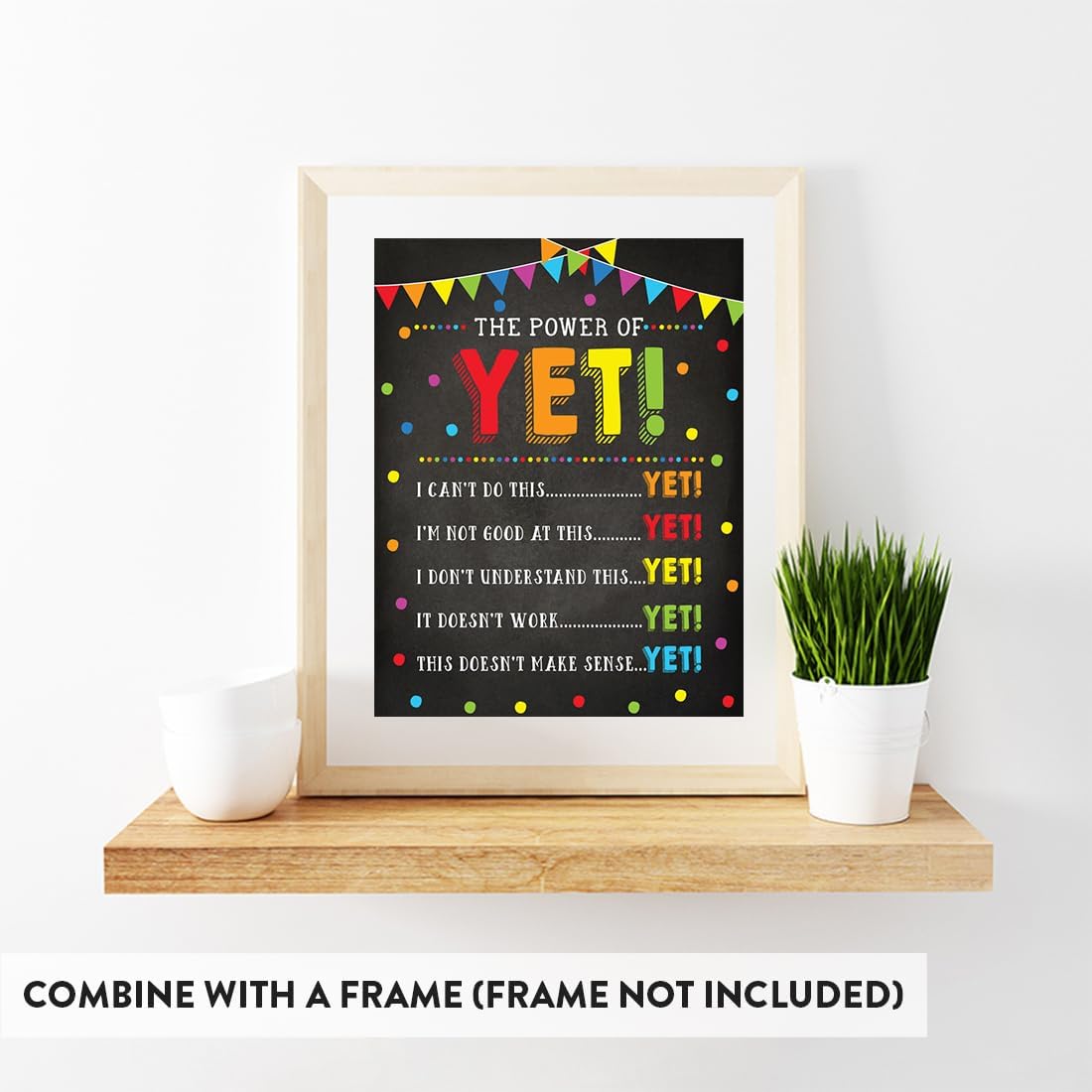 Andaz Press School Classroom Homeschool Teacher Wall Art Poster Signs, 8.5”x11”, The Power of Yet, I Can't Do This Yet, 1-PK Motivational Posters For Classroom Signs For Classroom Power Of Yet Poster