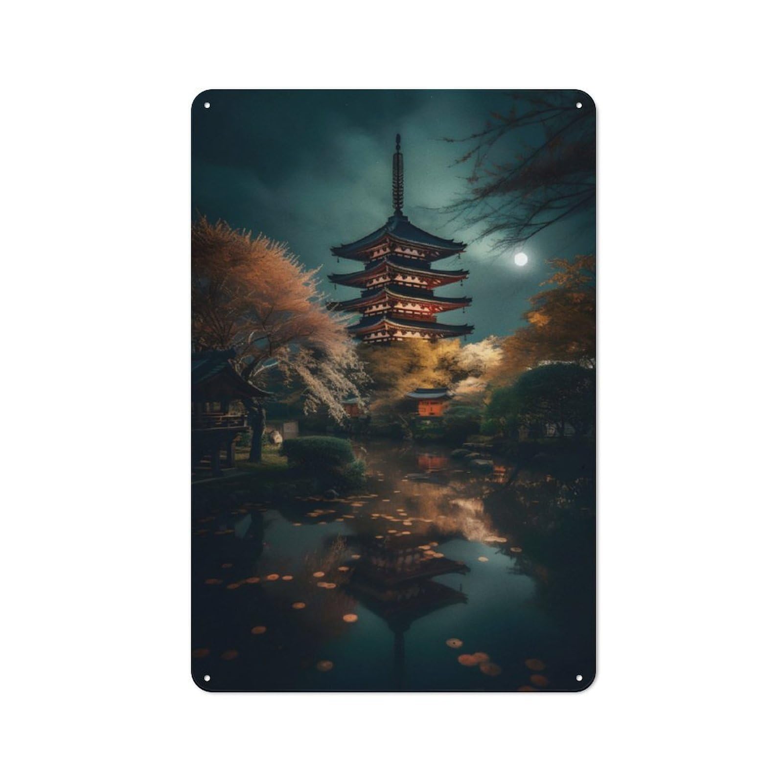 Junmoney Japanese Night 4 Vintage Tin Sign 30X20cm With For Guest Room Or Hallway, For Themed Room Decoration, For Vintage Wall Decor Fans