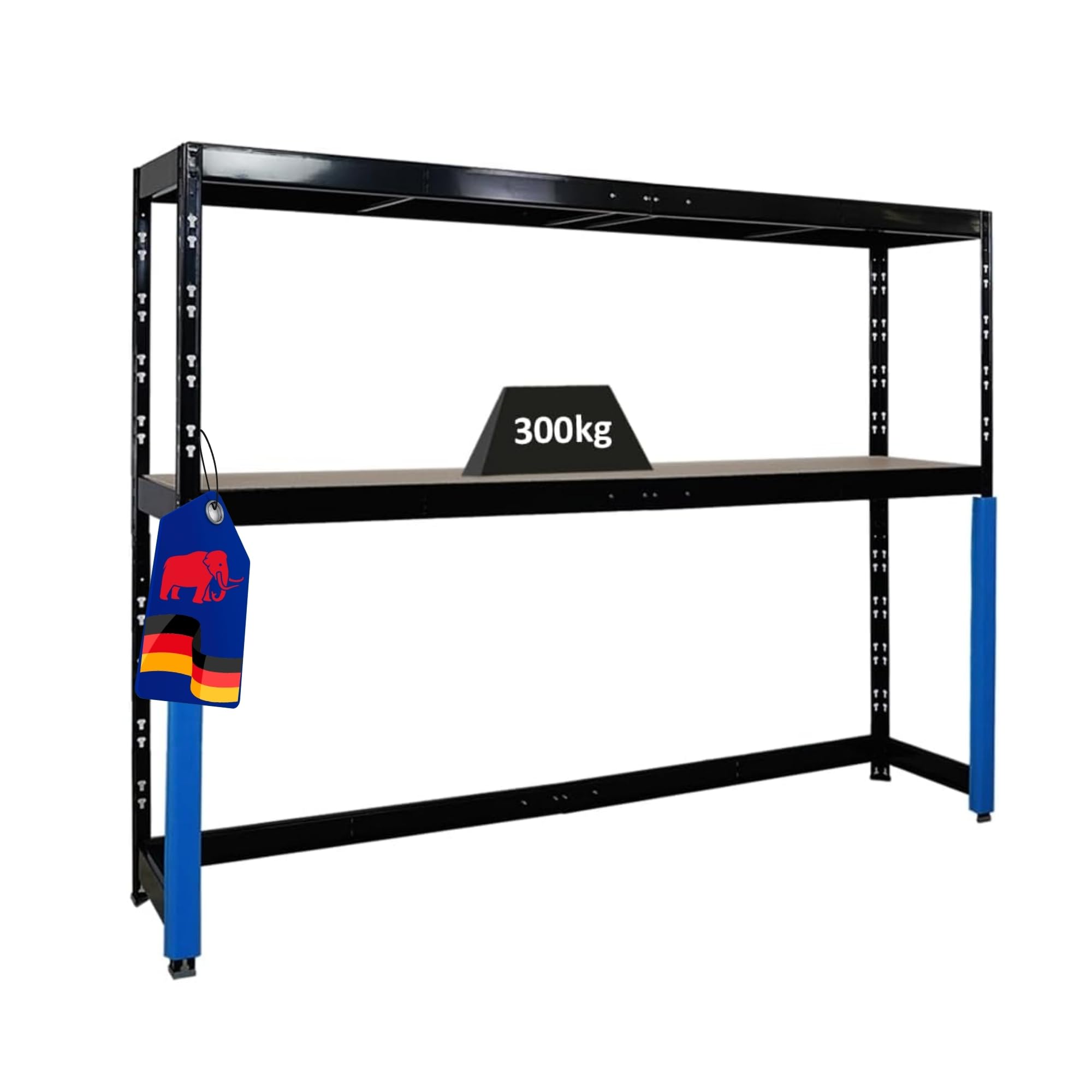 PROREGAL Garagenregal Hercules platzsparend unterfahrbar HxBxT 180x240x50cm 2 Lagerebenen Fachlast 300kg Schwarz Schwerlastregal Lagerregal