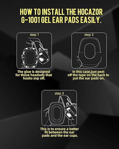 Miniatura 5 de Almohadillas de gel de repuesto G-1001 compatibles con Awesafe, orejeras Howard Leight, protección auditiva Gucho, Zohan EM054 Protector auditivo