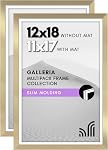 Americanflat 12x16 Picture Frame with Polished Plexiglass - Set of 2 - Use as 9x12 Frame with Mat or Display 12x16 Photo Without Mat - Galleria Collection - Picture Frames for Wall Display - Black