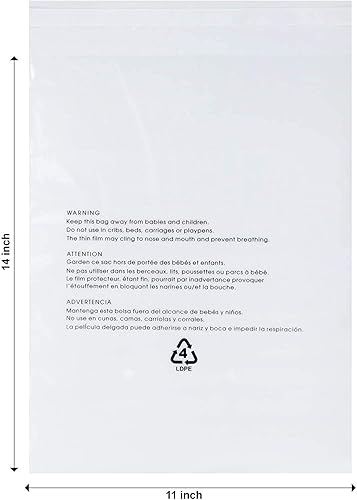Día de la Madre 11 x 14 pulgadas, 200 bolsas de polietileno transparente autosellantes con advertencia de asfixia para embalaje, camisetas y