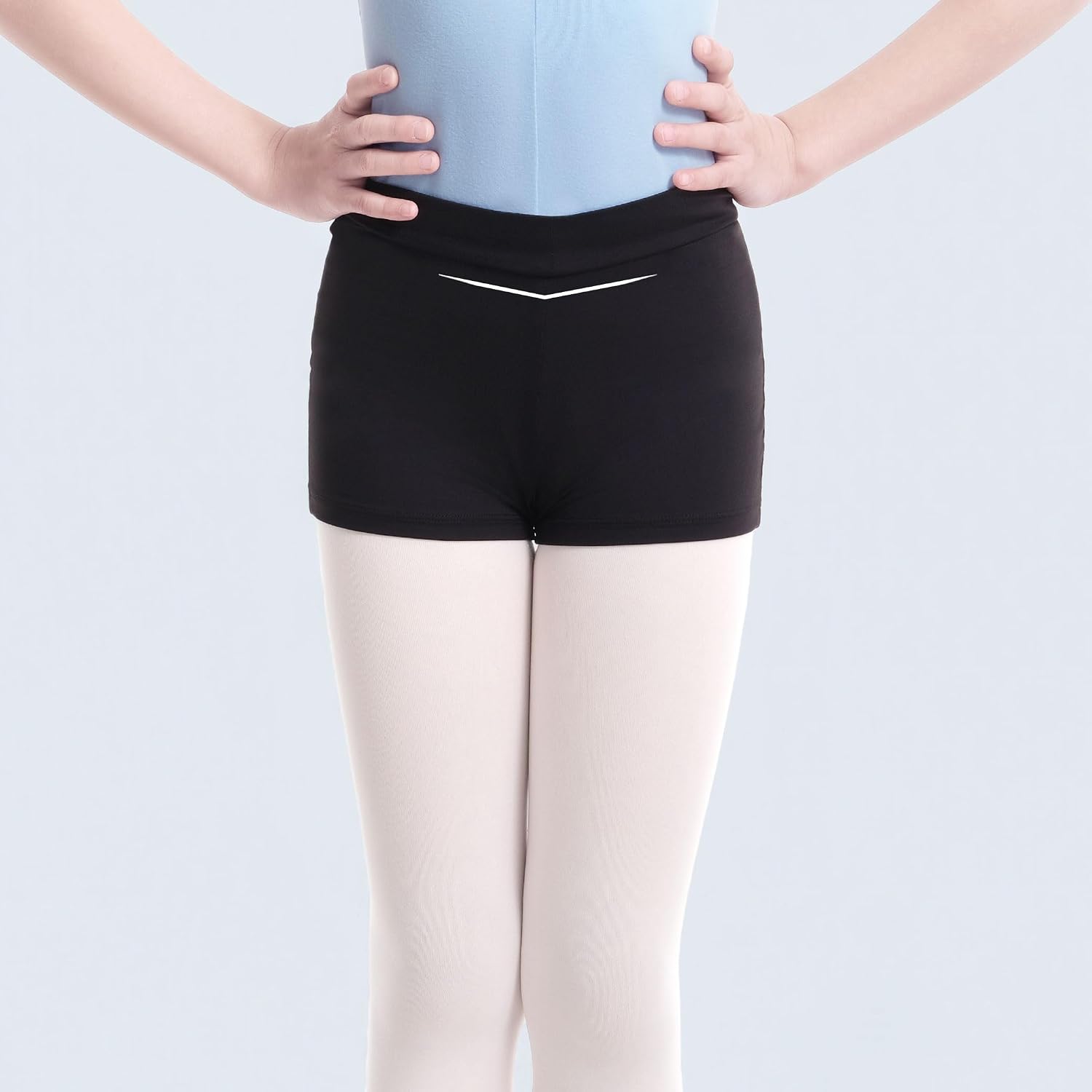 Mid Waist Basic Girls Shorts for Gymnastics, Ballet, Jazz, Biking, Other Sports