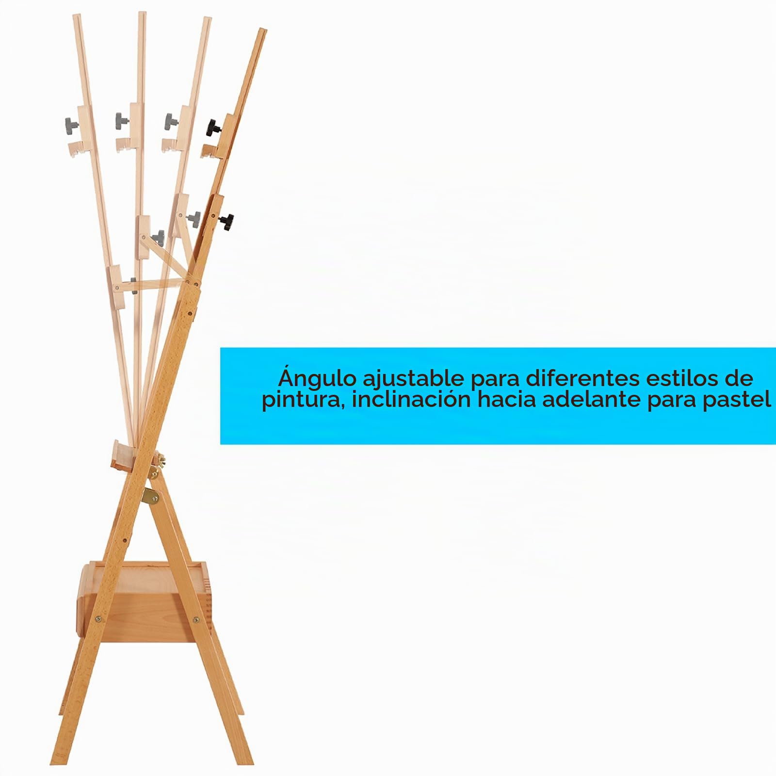 MEEDEN Caballete Profesional de Estudio con Cajón, de Madera de Haya Sólida, Altura Ajustable 147-190cm, Inclinación Frontal, para Lienzos hasta 94, cmpara Artistas