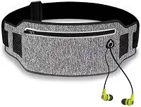 Pochete Corrida Fitness Slim Cintura Antifurto Money Viagem Doleira Água Porta Celular Documento Treino Academia Caminhada Bike Celular (Cinza/Preto)