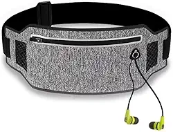 Pochete Corrida Fitness Slim Cintura Antifurto Money Viagem Doleira Água Porta Celular Documento Treino Academia Caminhada Bike Celular (Cinza/Preto)