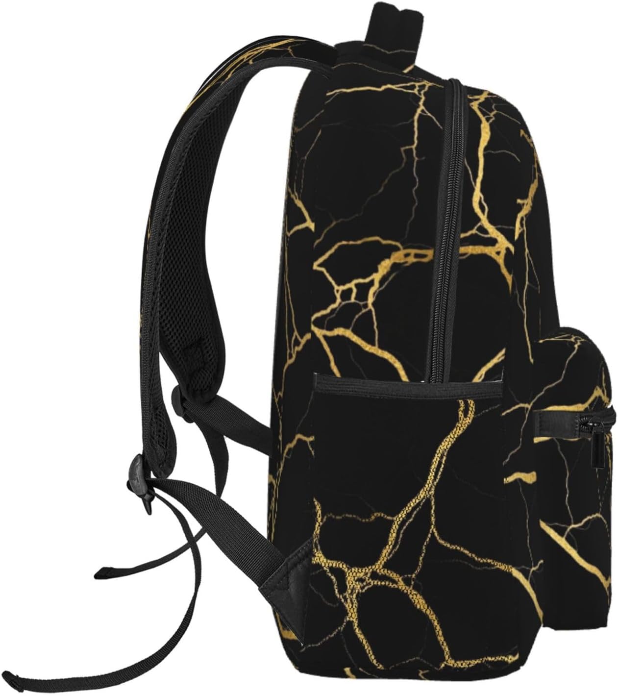 NiYoung Boys Girls Backpack Big Capacity Chic Black and Gold Marble Texture Backpacks Anti-Theft Book Bags Waterproof Daypack for Travel Hiking Camping College