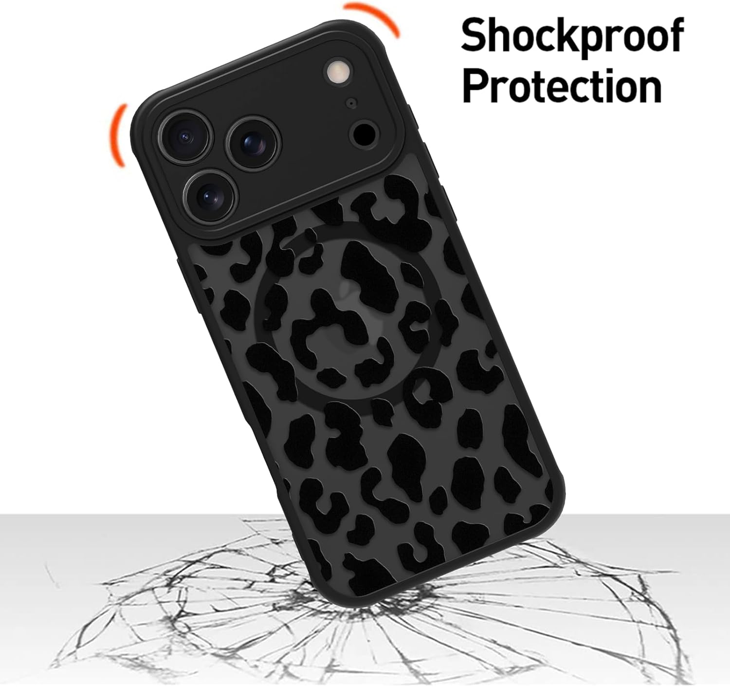 MZELQ Magnetic Case for iPhone 17 Pro Max 6.9 Inch, Clear Leopard Cheetah [Compatible with Magsafe Charging] Translucent Matte Hard Shockproof Camera Protection Cover for Women Men, Frosted Black - Image 4