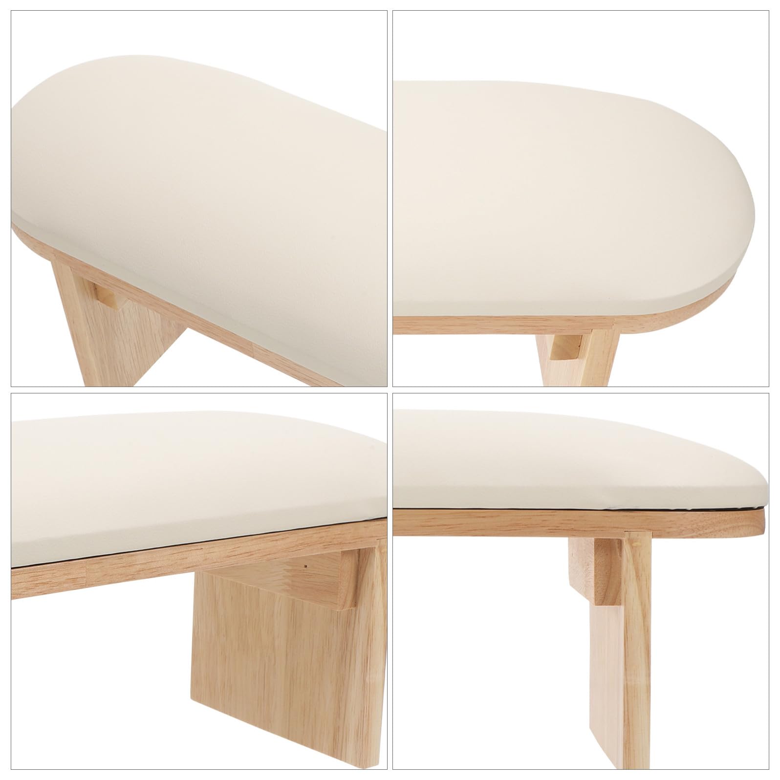 Reposamanos para Decoración de Uñas, Cojín de Pu y Madera Beige