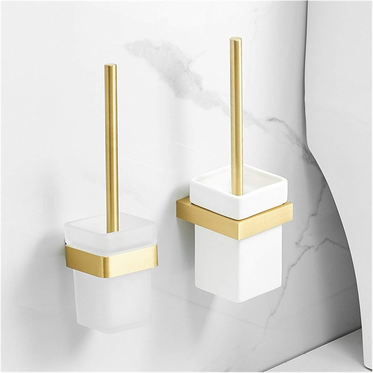 Convenient Bathroom Toilet Brush Holder Space Aluminum Brushed Gold Toilet Brush Rack Wall Mounted Storage Shelf Bathroom Accessories House Use (Color : Style 4)