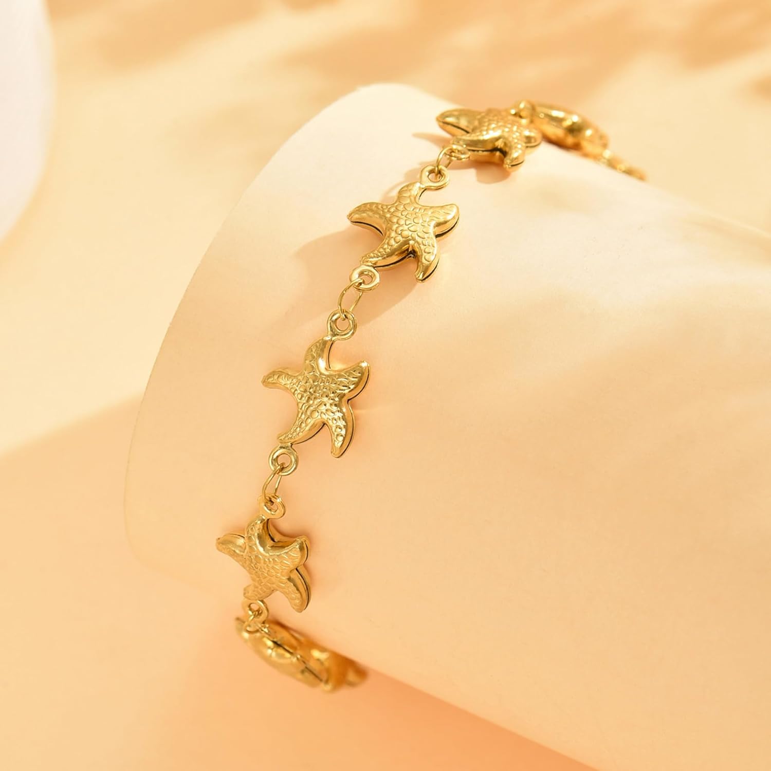Gold Bracelets for Women 18K Gold Plated Shell Starfish Dolphin Star Bracelet Dainty Summer Beach Ocean Bracelet Trendy Boho Statement Adjustable Bracelets - Image 6
