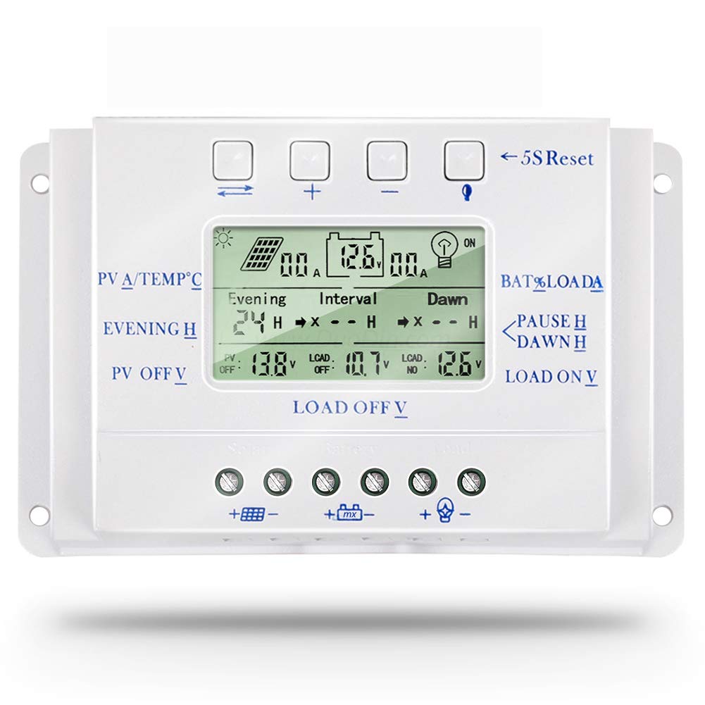 Solamr 20A Solar Charge Controller 12V/24V Auto Identification Voltage Intelligent Regulator With Lcd Display - T20